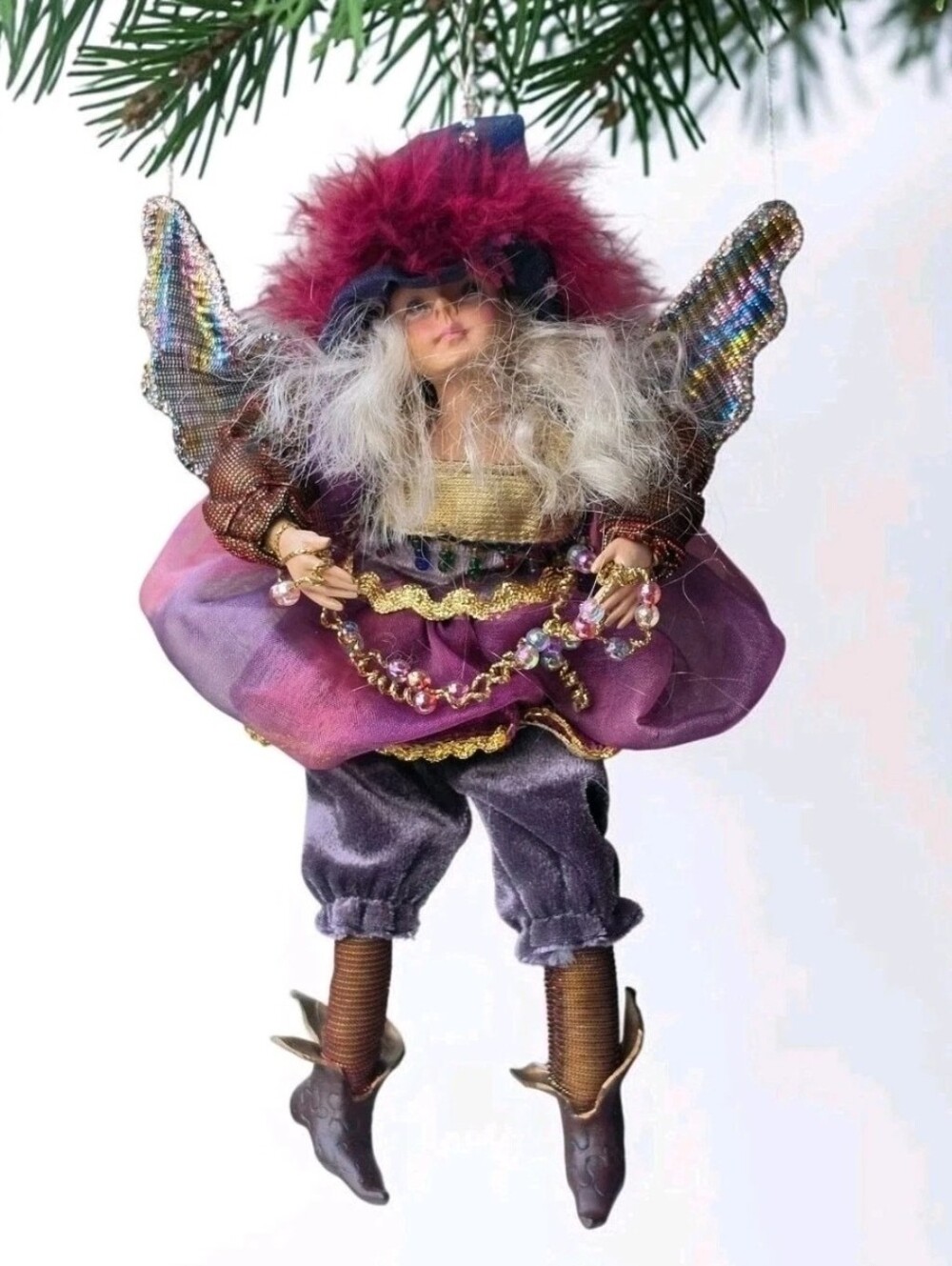 Vintage Sitting Fairy Girl Angel 9" Shelf Sitter Hanging Christmas Ornament
